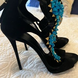 Giuseppe Zanotti Turquoise Stones, Crystals, and Gold Studs - Retailed $2,195